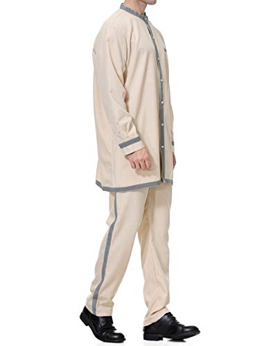 Hombre Mango Maxi Vestidos Abaya-Ropa Musulmán Camisa Kaftan Caftán Jalabiya Traje de Coctel (Caqui,XL)