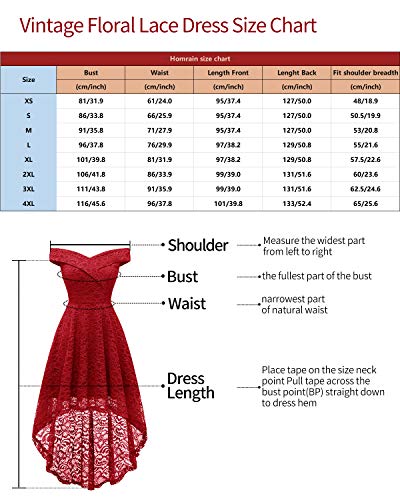 Homrain Vestido Cóctel Vintage A-línea Hi-Lo Elegante Encaje Fiesta Noche Vestido para Mujer Navy S