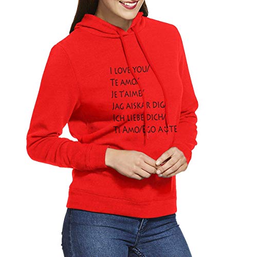 huatongxin Sudadera con Capucha de Manga Larga para Mujer, I Love You Je Taime