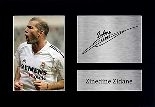 HWC Trading Zinedine Zidane A4 Sin Marco Regalo De Visualización De Fotos De Impresión De Imagen Impresa Autógrafo Firmado por Real Madrid Los Aficionados Al Fútbol