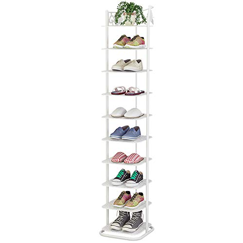 Ibequem Zapatero de metal con 10 niveles, organizador de zapatos, torre vertical para el hogar, estantes para el salón, vestidor y pasillo, individual