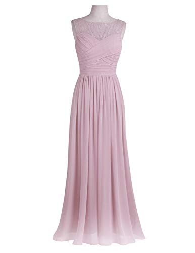 IEFIEL Vestido Largo de Fiesta para Mujer Vestido Elegante Encaje de Dama de Honor Vestido Cóctel Sin Manga de Boda Ceremonia Graduacion Dusty Rose 34