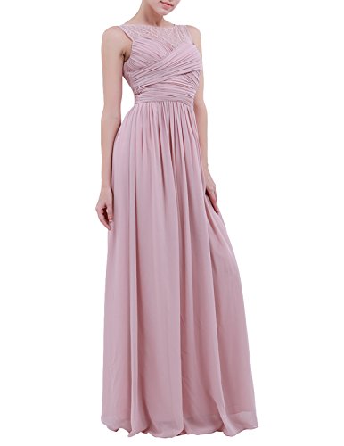 IEFIEL Vestido Largo de Fiesta para Mujer Vestido Elegante Encaje de Dama de Honor Vestido Cóctel Sin Manga de Boda Ceremonia Graduacion Dusty Rose 34