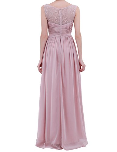 IEFIEL Vestido Largo de Fiesta para Mujer Vestido Elegante Encaje de Dama de Honor Vestido Cóctel Sin Manga de Boda Ceremonia Graduacion Dusty Rose 34