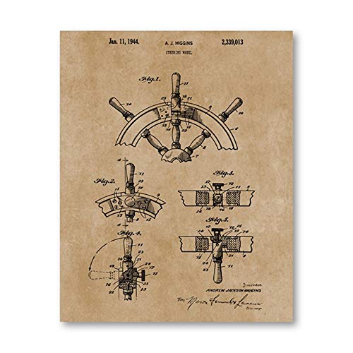 Impresiones De Patentes De Veleros - Juego De 3 - Impresión En Lienzo, Arte De Pared Para El Hogar Decoración Carteles Antiguos Ancla De Yate Barco Rueda Navegación Náutica, Sin Marco,60×90cm