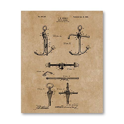 Impresiones De Patentes De Veleros - Juego De 3 - Impresión En Lienzo, Arte De Pared Para El Hogar Decoración Carteles Antiguos Ancla De Yate Barco Rueda Navegación Náutica, Sin Marco,60×90cm