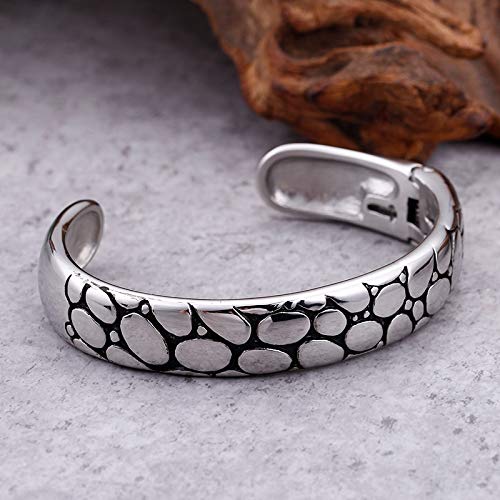 Inveroo Retro Brazalete Hombres Ancho Acero Inoxidable Abertura Manguito Brazaletes De Moda Masculino 68Mm