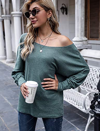 Irevial Camiseta Mujer Manga Larga con Hombros Descubiertos, Suelto Blusa Mujer Invierno Casual, Tops Mujer Sexy Hombro