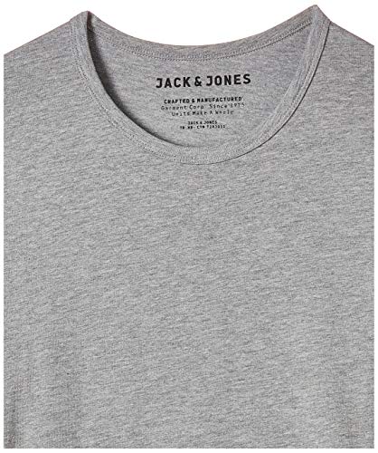 Jack & Jones Jones - Camiseta de manga corta con cuello redondo para hombre, Grau (LIGHT GREY MELANGE JJ LIGHT GREY MELANGE), Large