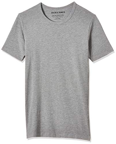 Jack & Jones Jones - Camiseta de manga corta con cuello redondo para hombre, Grau (LIGHT GREY MELANGE JJ LIGHT GREY MELANGE), Large