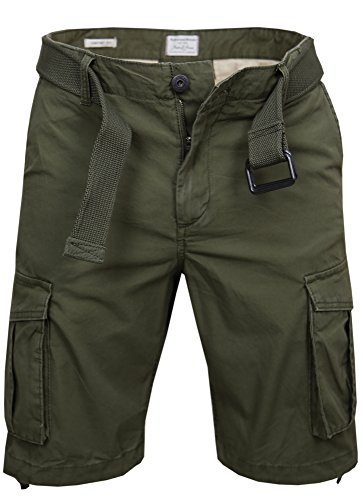 Jack & Jones - Pantalón cargo para hombre con 6 bolsillos, incluye cinturón, 100% algodón Verde (Forest Night) M