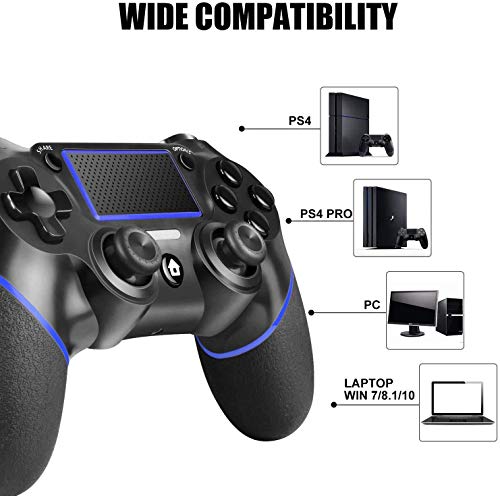 JAMSWALL Mando para Ps4, Mando inalámbrico para Playstation 4 / Pro/Slim/PC, Controlador de Panel táctil Vibración Doble/Turbo/Puerto de Audio Remoto