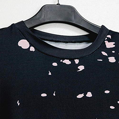 Janly Clearance Sale Vestido de mujer casual suelto cuello redondo manga corta estampado camiseta talla grande vestido de Pascua Día de San Patricio Descuentos (Negro-M)