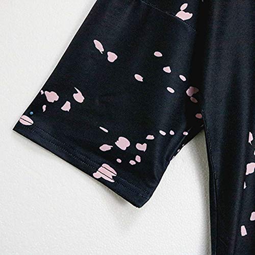 Janly Clearance Sale Vestido de mujer casual suelto cuello redondo manga corta estampado camiseta talla grande vestido de Pascua Día de San Patricio Descuentos (Negro-M)