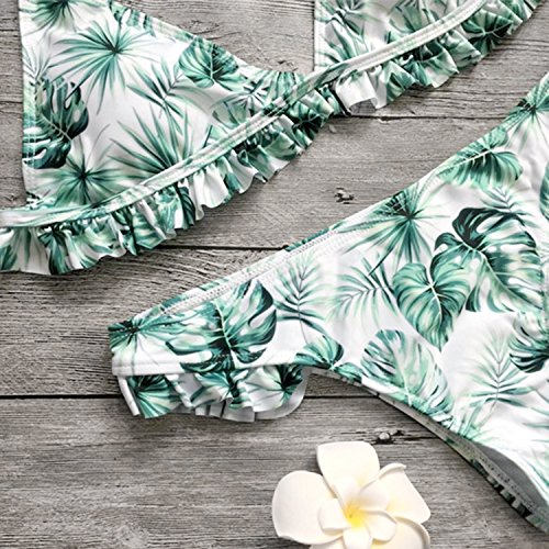 JewelryWe Bikini Mujer 2020 Push Up Traje de Baño Verde de Hojas, Bikini Talla Grande Bañador para Mujer 2 Piezas para Playa, Nuevo Modelo by