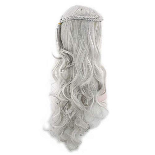 JIANMIN COSPLAY COSTUME PARA NIÑAS - Disfraz de madre del dragón para cosplay de manga larga, vestido plisado con cadena de capa de capa para Halloween, vestido medieval de reina, color plateado