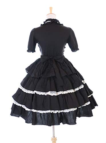 JL-627-5 - Disfraz de Lolita gótico clásico de manga larga y manga corta, talla XL, color negro