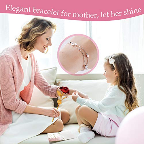 Joyhoop Rosa Eterna, Rosa Cristal con Base y Tarjeta de Felicitación, Rosa Regalos Originales para Mujer, Regalos dia de la Madre, Regalos para mama, Regalos para Mujer.(Perfecto Regalos y Decoración)