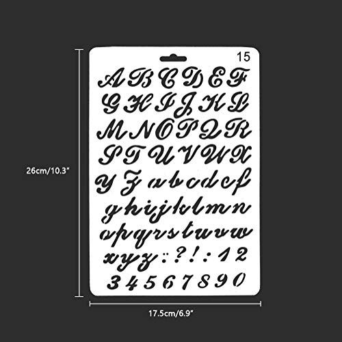 Juego de 4 Plantillas de Pintura Del Alfabeto, Estilos Surtidos, Reutilizables, NúMeros y Letras, Plantillas de Dibujo ArtíStico, Plantillas Para Proyectos de Manualidades y Manualidades