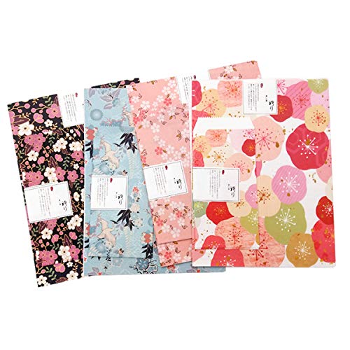 Juego de papel y sobres, estilo vintage, juego de papelería, japonés, 4 unidades