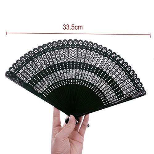 JZK Abanico Plegables japonés Abanico de Mano de bambú Negro para Invitado Boda Fiesta cumpleaños Regalo Bailar Boda decoración de Pared casa