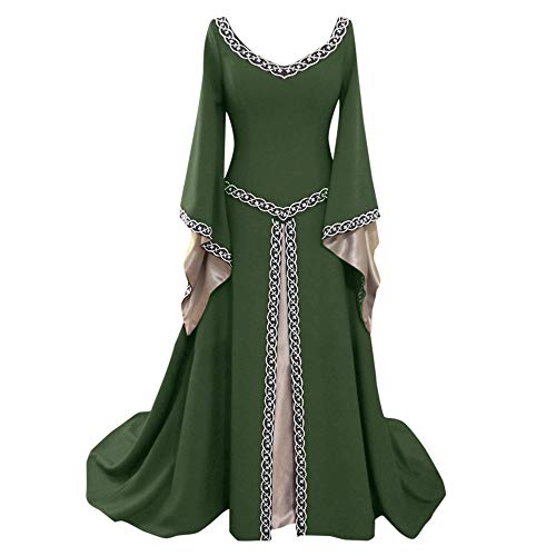 K-Youth® Carnaval Vintage Vestido de Traje Renacentista Medieval Vestido Largo de Estilo Victoriano Largo Gotico Vestido de Princesa Mujer Disfraz Vestidos Fiesta Criada Reina Dama Cosplay Vestir