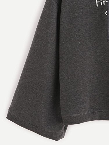 K-youth Mujer Sudaderas Cortas, Letras Mujer Sudaderas con Capucha Manga Larga Sudaderas Tumblr Mujer Cortas Blusa Casual Suelto Tops (Gris, M)
