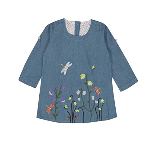 K-youth Vestido de niña, Chicas Libélula Bordado de Flores Vestido de Mezclilla Princesa Vestido para Bebés Ropa Bebé Niñas Vestidos Fiesta Niñas 2018 Barata (Azul, 2-3 años)
