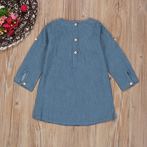 K-youth Vestido de niña, Chicas Libélula Bordado de Flores Vestido de Mezclilla Princesa Vestido para Bebés Ropa Bebé Niñas Vestidos Fiesta Niñas 2018 Barata (Azul, 2-3 años)