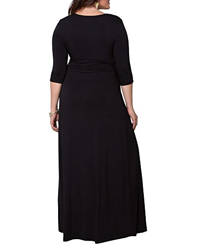Kasen Mujeres V-Cuello Talla Grande Vestido Largo Vestido De Cóctel Negro XL