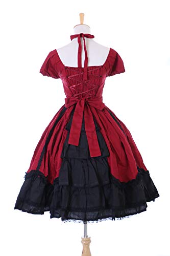 Kawaii-Story JL-624-7 - Vestido gótico Lolita de manga corta para cosplay (L-XL), color rojo y negro