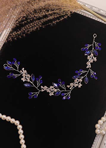 Kercisbeauty Diadema de cristal azul real para mujeres y niñas, accesorios para el cabello de novia, joyería especial Occsaion vintage