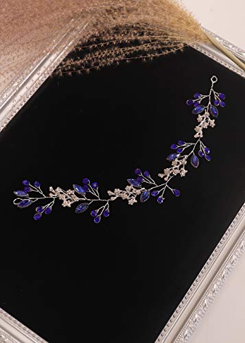 Kercisbeauty Diadema de cristal azul real para mujeres y niñas, accesorios para el cabello de novia, joyería especial Occsaion vintage