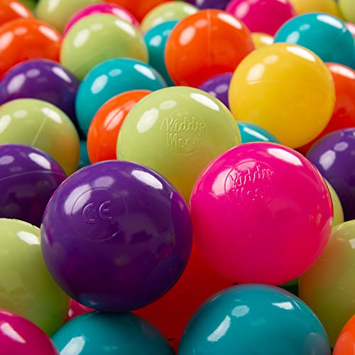 KiddyMoon 700 ∅ 7Cm Bolas Colores De Plástico Para Piscina Certificadas Para Niños, Verdeclr/Amarillo/Turquesa/Naranja/Rosaos/Violeta