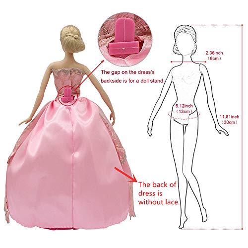 Kidsdream Vestido de Ropa de Fiesta para 11.5 "Accesorios de muñeca de niña | Vestido de Fiesta de Noche de Boda Hecho a Mano de Moda para Ropa de muñeca Trajes (6 uds)