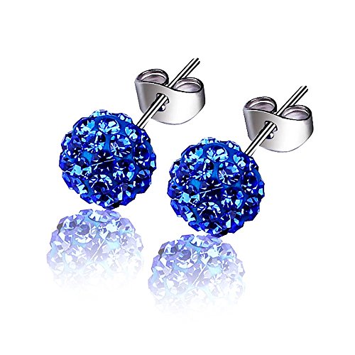 Kim Johanson Juego de joyas de acero inoxidable para mujer, diseño de corazón del océano, collar y pendientes Shamballa con circonitas, incluye paquete de regalo