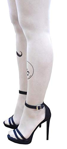 KIRALOVE Calcetines de mujer con bigote sexy - medias elásticas - estampadas - medias - color carne - desnudo - talla única - calcetines para niña