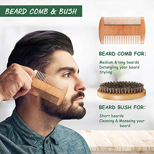 Kit Cuidado Set Barba con Libre Champu Barba,Peine Barba,Cepillo Barba,Aceite Barba,Balsamo Barba,Barba Tijeras,Bolsa de Almacenamiento,Eletronic Barba Libro,Regalos Originales Para Hombre
