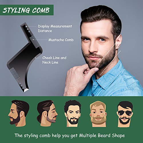 Kit Cuidado Set Barba con Libre Champu Barba,Peine Barba,Cepillo Barba,Aceite Barba,Balsamo Barba,Barba Tijeras,Bolsa de Almacenamiento,Eletronic Barba Libro,Regalos Originales Para Hombre