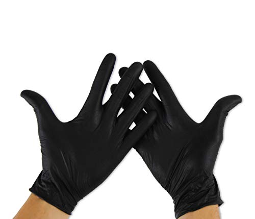 KMINA - Guantes Nitrilo Talla M (Pack 100 uds), Guantes Nitrilo Desechables, Guantes Nitrilo Negro, Guantes Desechables Nitrilo, Guantes Sin Polvo, Guantes Negros (LATEX FREE)