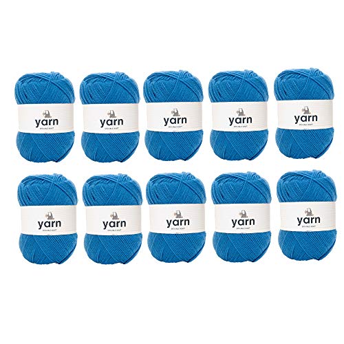 Korbond - Lote al por mayor de 10 madejas de color azul klein de 100 g cada una de hilo acrílico de doble punto, ligero, hipoalergénico y resistente (1000 g y 2900 m en total)