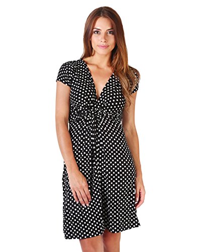 KRISP 6488-BLK-08, Vestido Corto Fruncido Busto, Negro (6488), 36