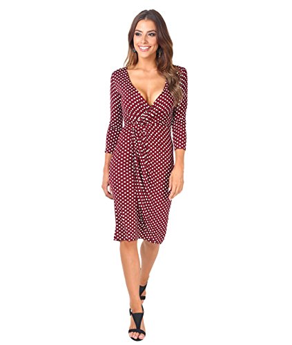 KRISP Vestido Moda Mujer Fruncido, Granate (6487), 46, 6487-WIN-18