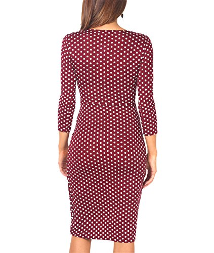 KRISP Vestido Moda Mujer Fruncido, Granate (6487), 46, 6487-WIN-18