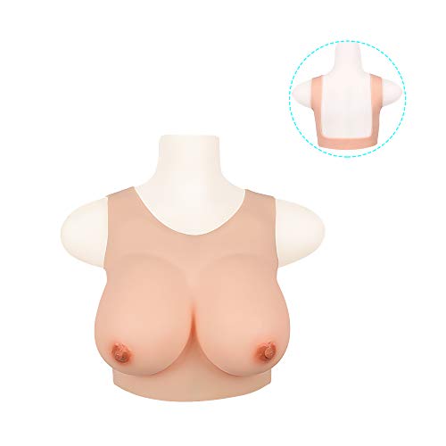 KUMIHO Pechos de silicona para pecho, prótesis de pecho, pechos artificiales para Crossdresser piel transgénica – Primera generación – Cuello redondo – B C D E G Cup No. 1 E