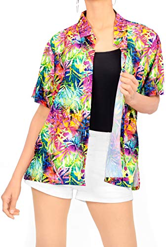 LA LEELA Blusas de Manga Corta Camisa Hawaiana de la Playa botón hacia Arriba el Traje de baño de natación de Varios l
