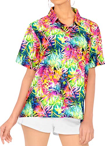 LA LEELA Blusas de Manga Corta Camisa Hawaiana de la Playa botón hacia Arriba el Traje de baño de natación de Varios l