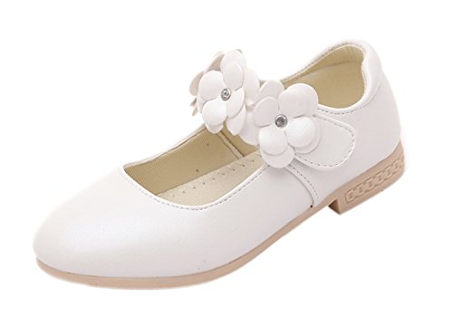La Vogue Zapatos Princesa de Niña Flor para Boda Cumpleaños Blanco 36 Longitud de Pie 22CM