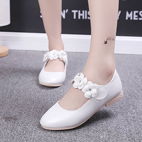 La Vogue Zapatos Princesa de Niña Flor para Boda Cumpleaños Blanco 36 Longitud de Pie 22CM