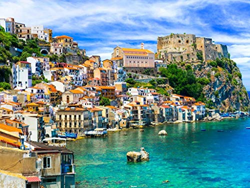 Lais Puzzle Hermosas Playas y pueblos de Calabria - Scilla. Vacaciones de Verano en Italia. 1000 Piezas